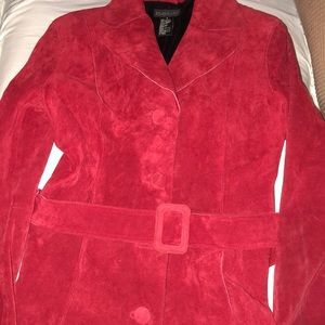 Bebe Red genuine Leather Long Coat